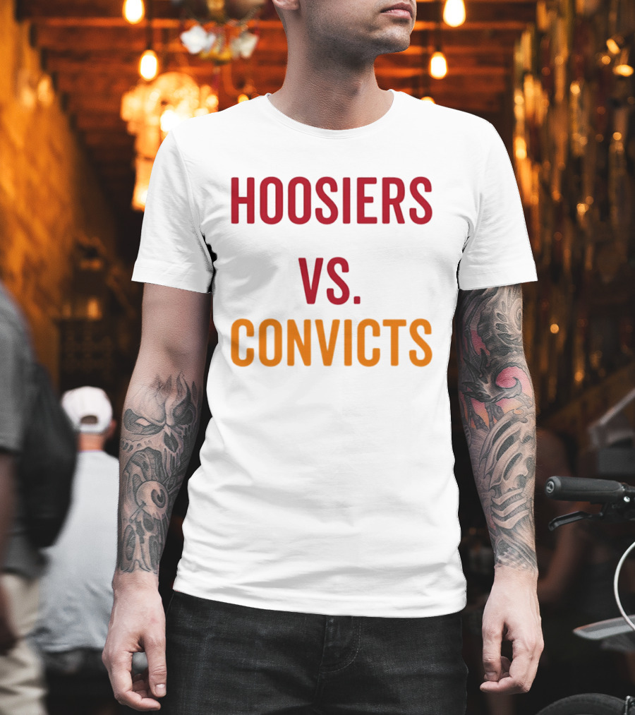 Indiana Hoosiers Vs Miami Hurricanes Hoosiers Vs Convicts Football 2026 T-Shirt