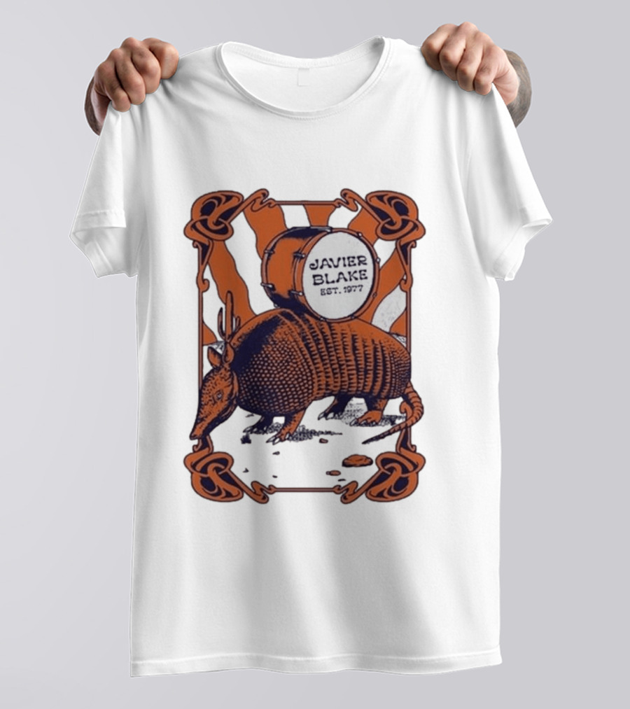 Javier Blake Est 1977 Armadillo Drum Retro Celtic Frame T-Shirt