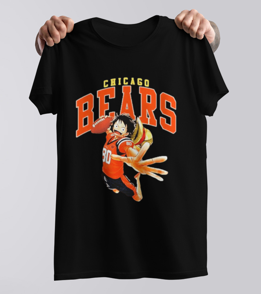 Chicago Bears One Piece Crossover Luffy Football Collaboration T-Shirt