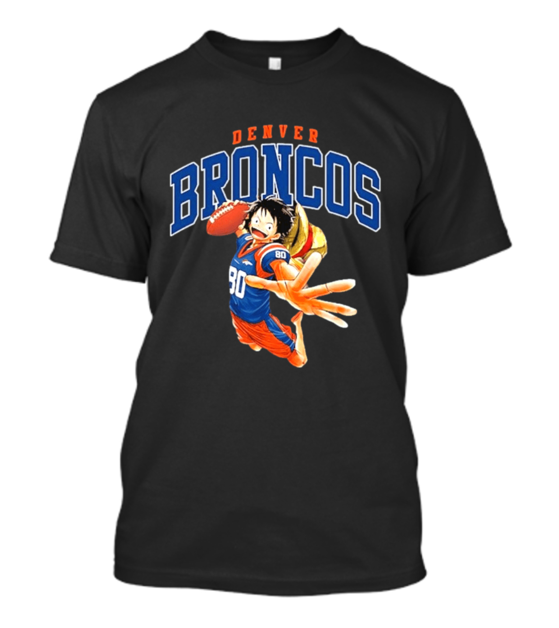 Denver Broncos One Piece Crossover Luffy Football Fan Gear T-Shirt