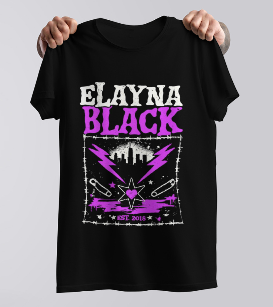 Elayna Black Heart Star Lightning Est 2018 T-Shirt