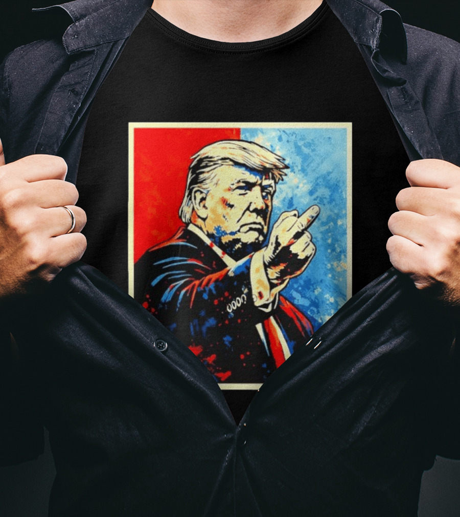 Trump 2026 Meme Middle Finger Red Blue Pop T-Shirt