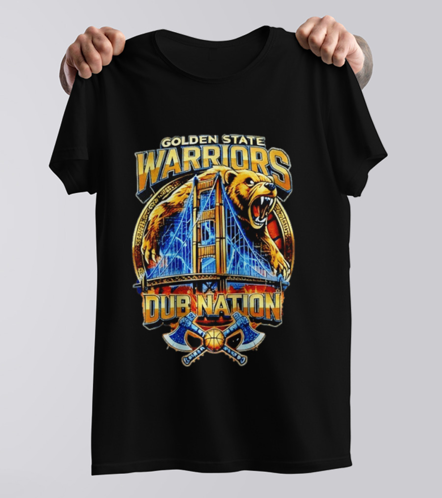 Golden State Warriors Dub Nation Bridge Bear Basketball Axes T-Shirt