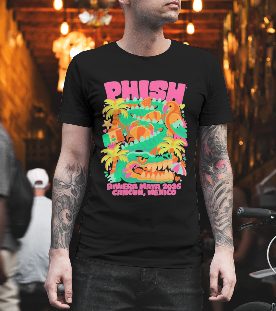 Phish Riviera Maya 2026 Cancun Mexico Gator And Parrot Tropical Vibes T-Shirt