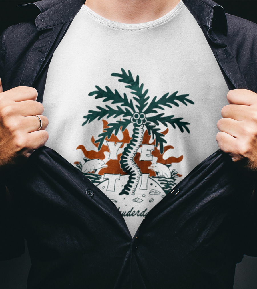 Ft Lauderdale Yeti Palm Tree Tropical Scene T-Shirt
