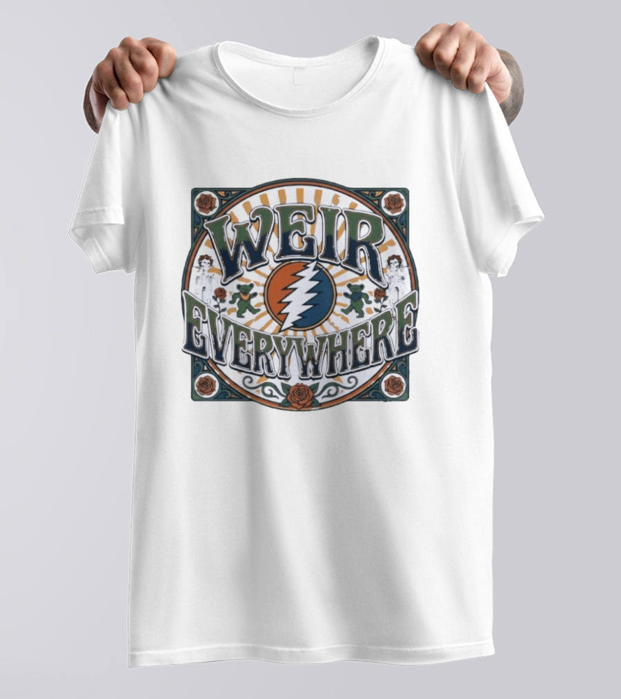 Weir Everywhere Grateful Dead Lightning Bolt Bears Roses T-Shirt