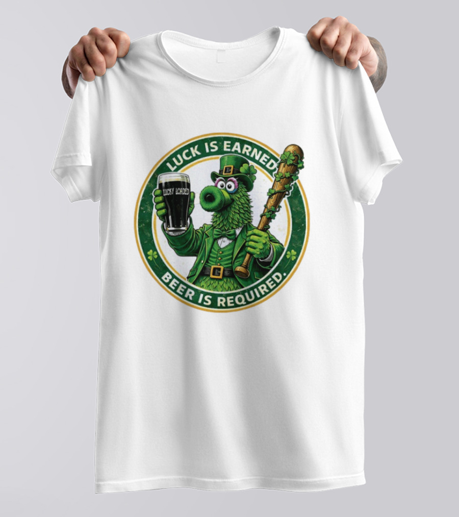 Phanatic Phillies St. Patrick's Day Luck Is Earned Beer Required Wawa Ice Blue T-Shirt