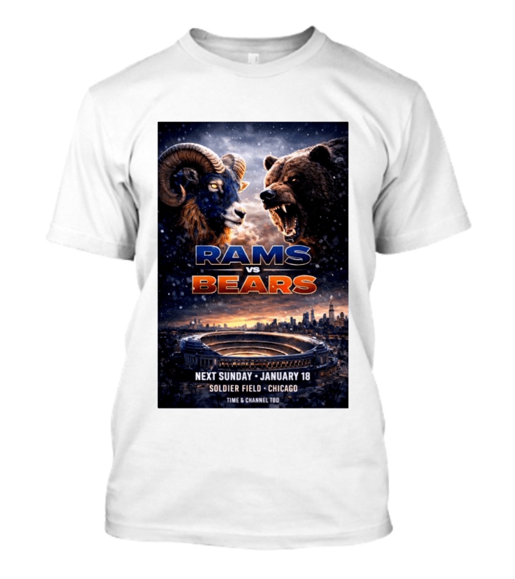 Rams Vs Bears Soldier Field Chicago January 18 2026 T-Shirt