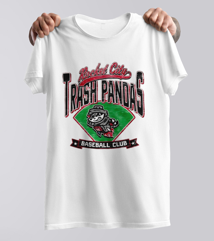 Rocket City Trash Pandas Baseball Club Team Logo Raccoon T-Shirt
