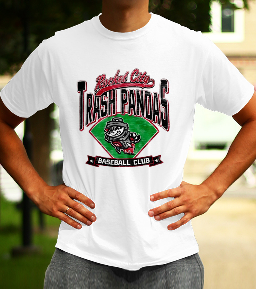 Rocket City Trash Pandas Baseball Club Team Logo Raccoon T-Shirt