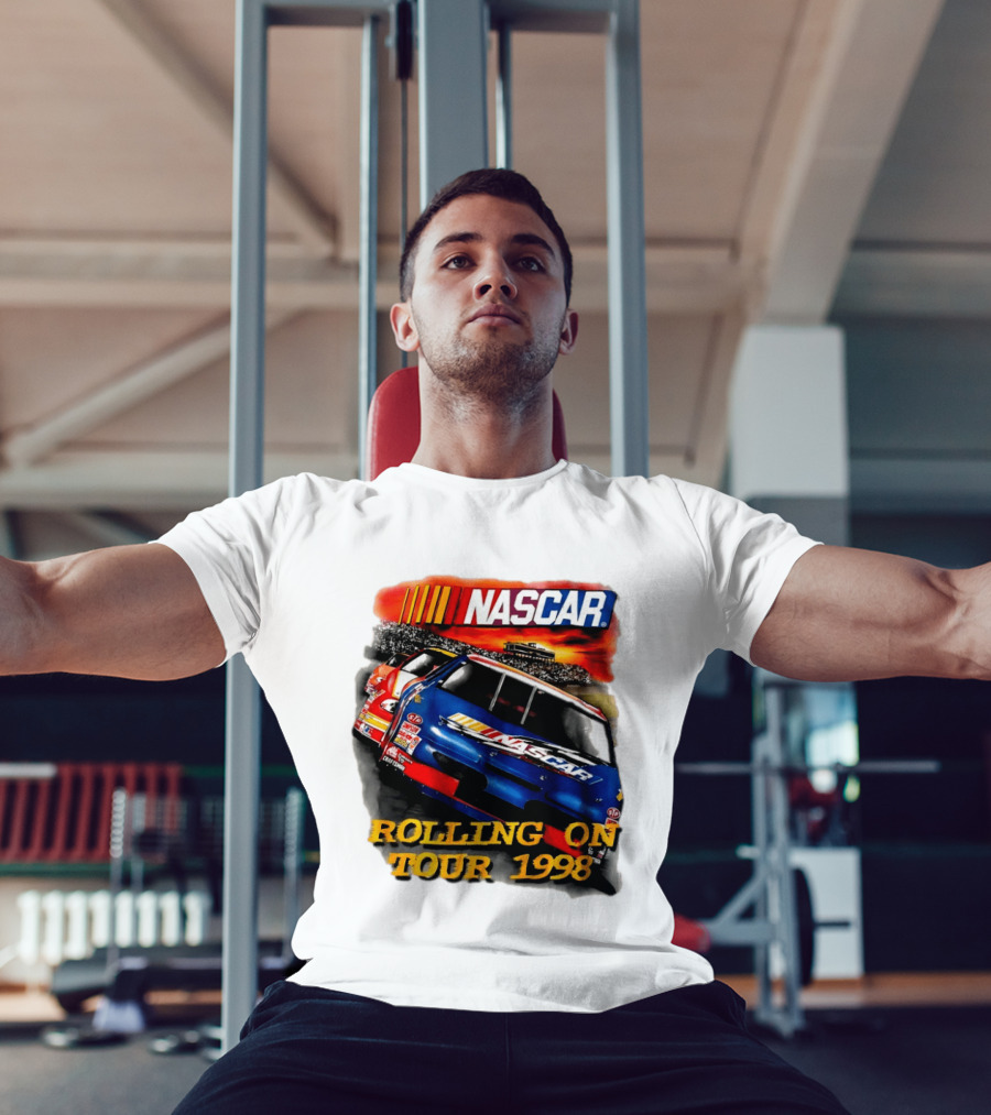NASCAR Rolling On Tour 1998 Vintage Racing Scene T-Shirt