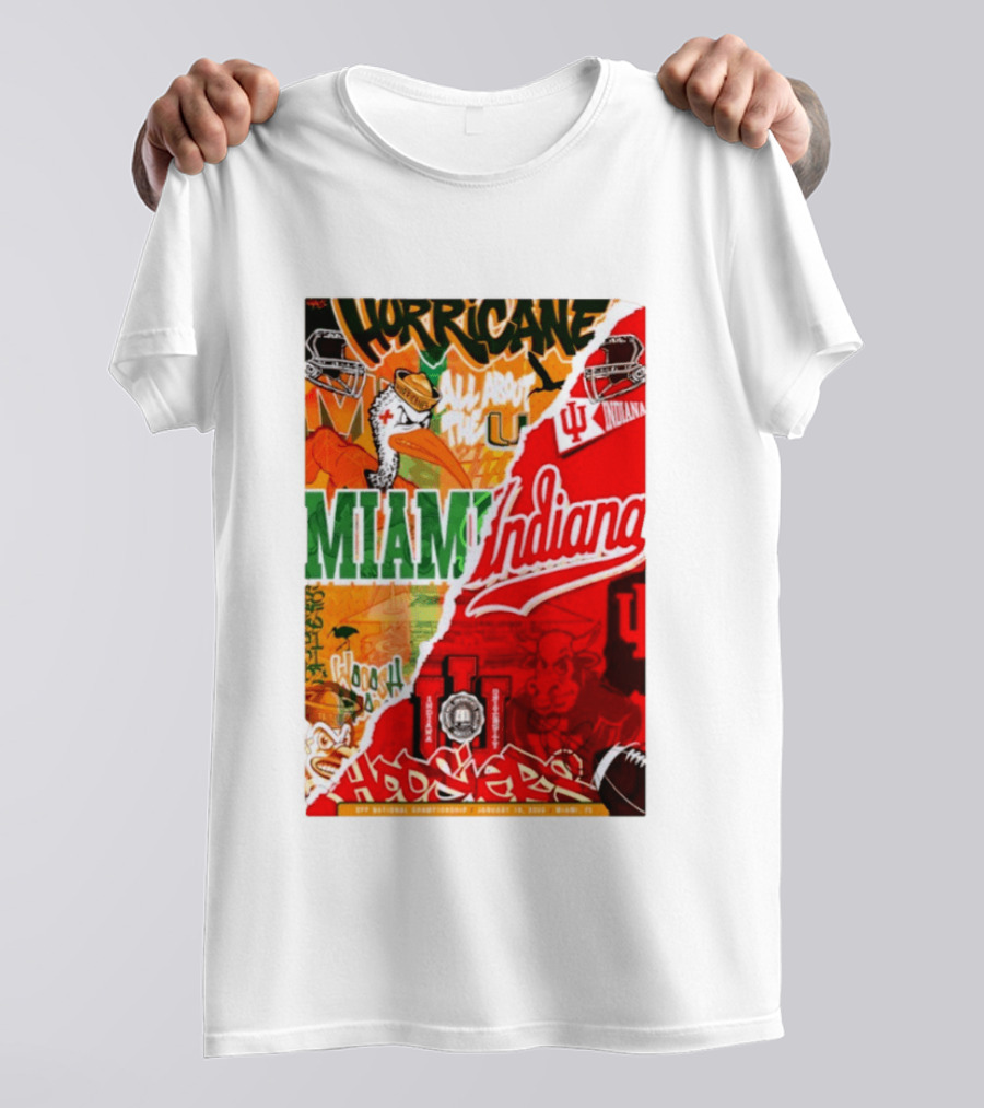 Miami Hurricanes Vs Indiana Hoosiers CFP National Championship January 19 2026 Wynwood Walls T-Shirt