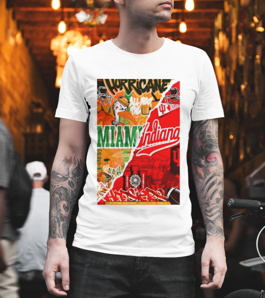 Miami Hurricanes Vs Indiana Hoosiers CFP National Championship January 19 2026 Wynwood Walls T-Shirt
