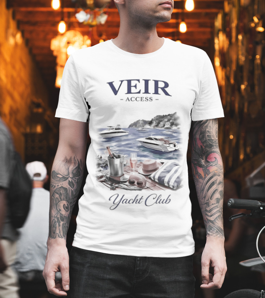VEIR Access Yacht Club Beach Vacation Scene T-Shirt