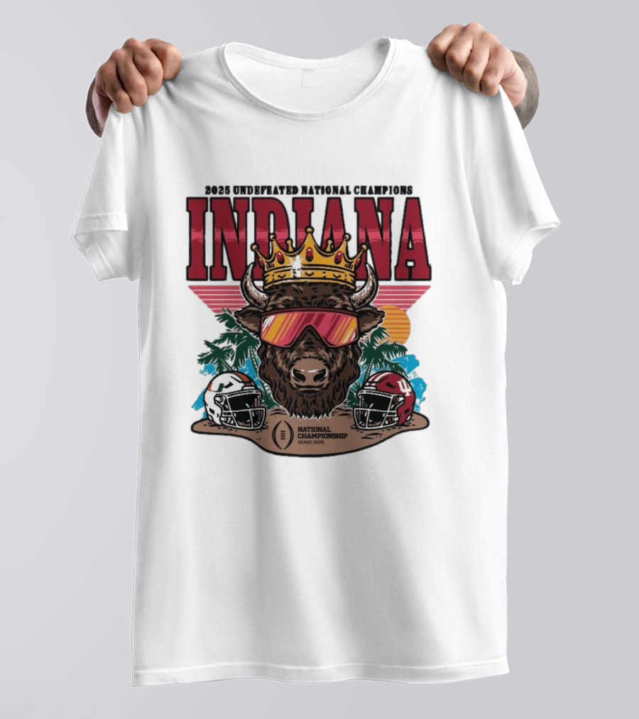Indiana Hoosiers 2025 Undefeated National Champions Bison Crown National Championship Miami 2025 T-Shirt