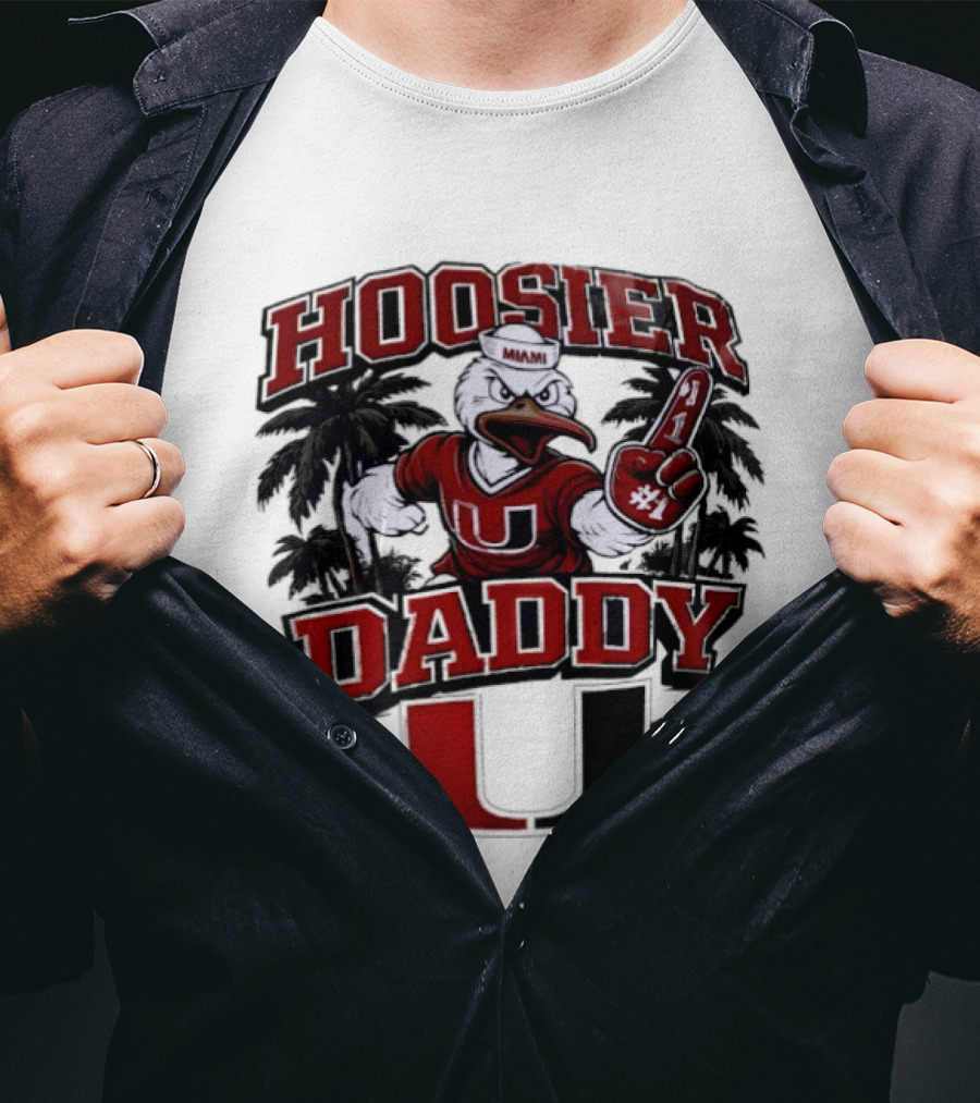 Hoosier Daddy Miami Hurricanes Sebastian The Ibis Number One T-Shirt