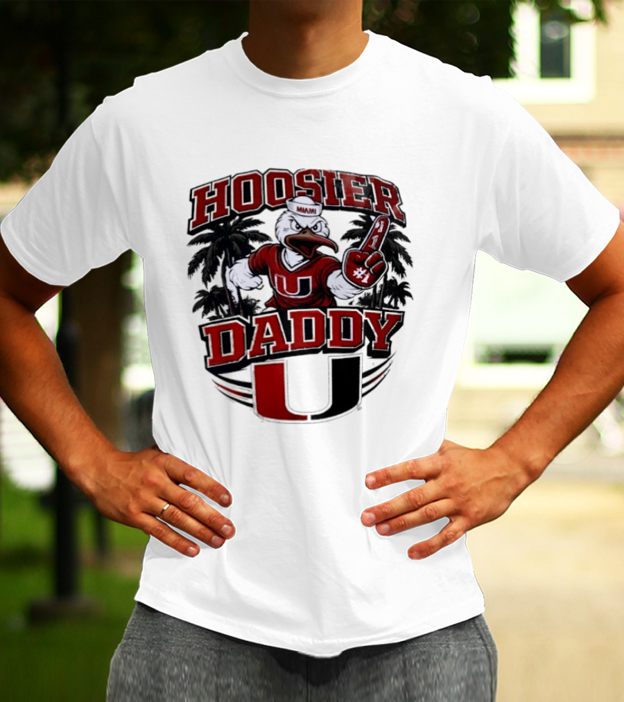 Hoosier Daddy Miami Hurricanes Sebastian The Ibis Number One T-Shirt