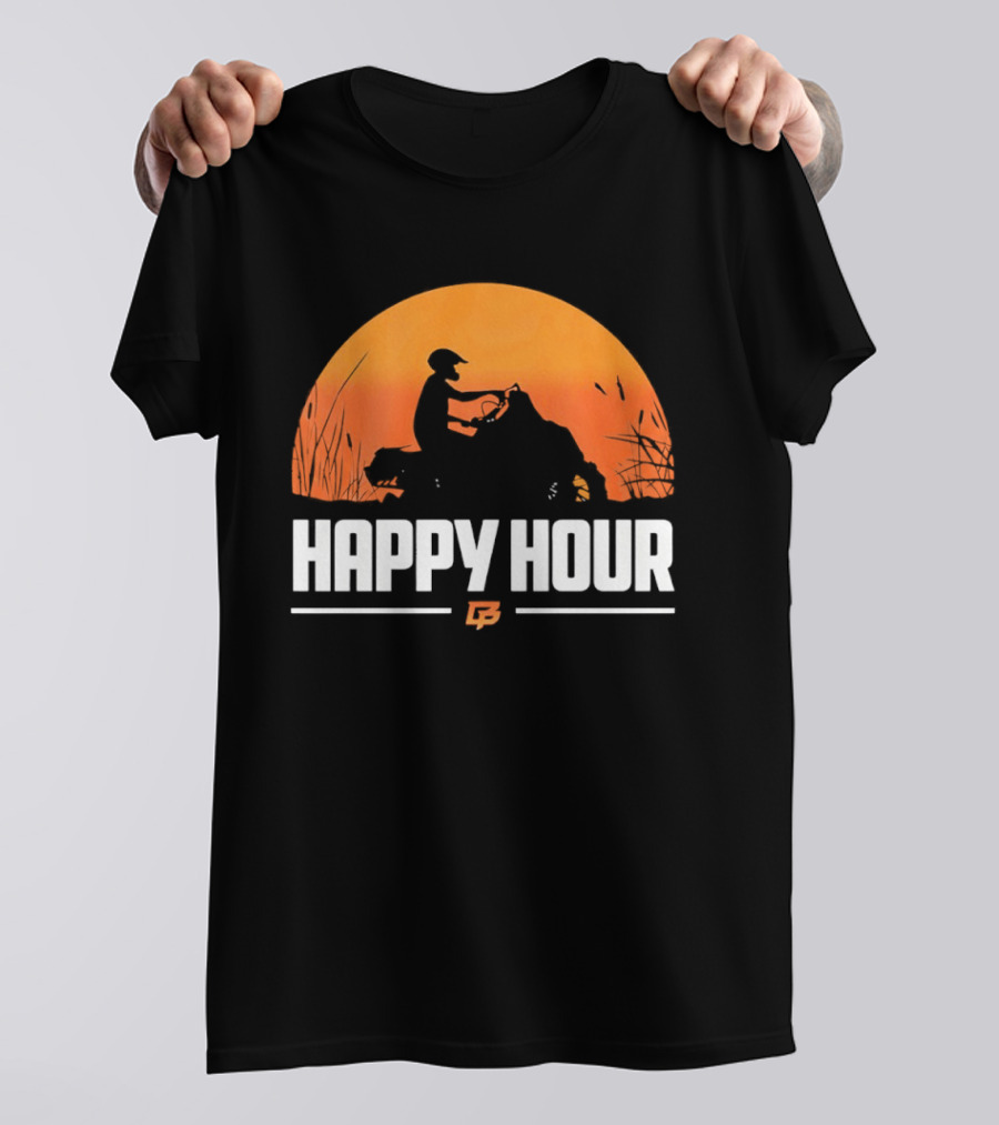 Happy Hour Motorcycle Sunset Silhouette Adventure T-Shirt