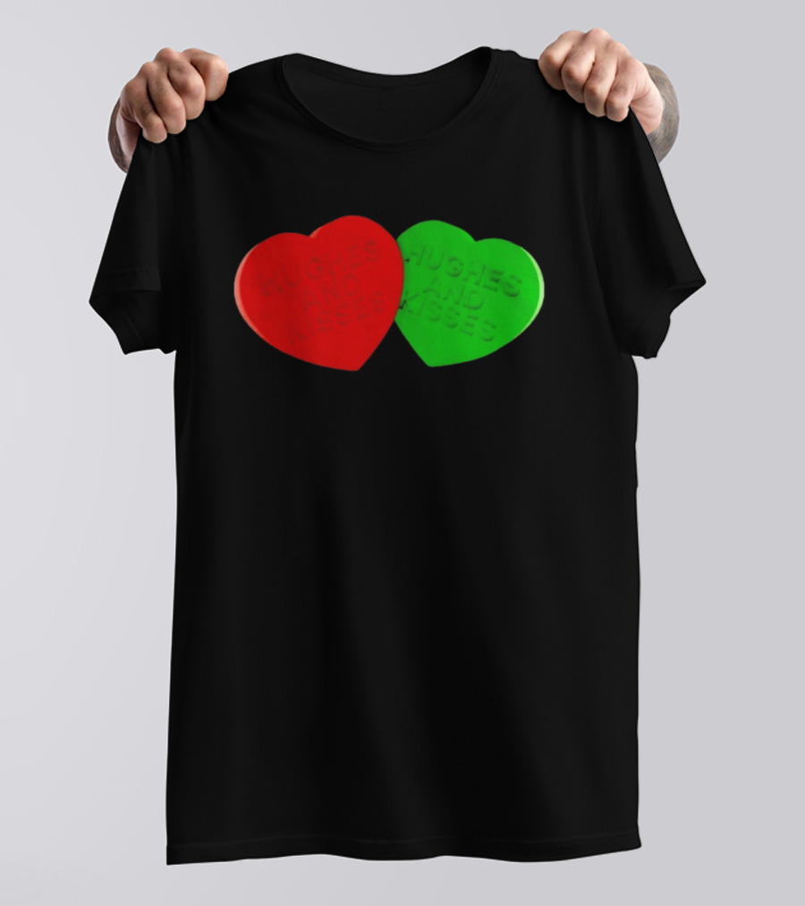 Hughes And Kisses Red Green Heart T-Shirt