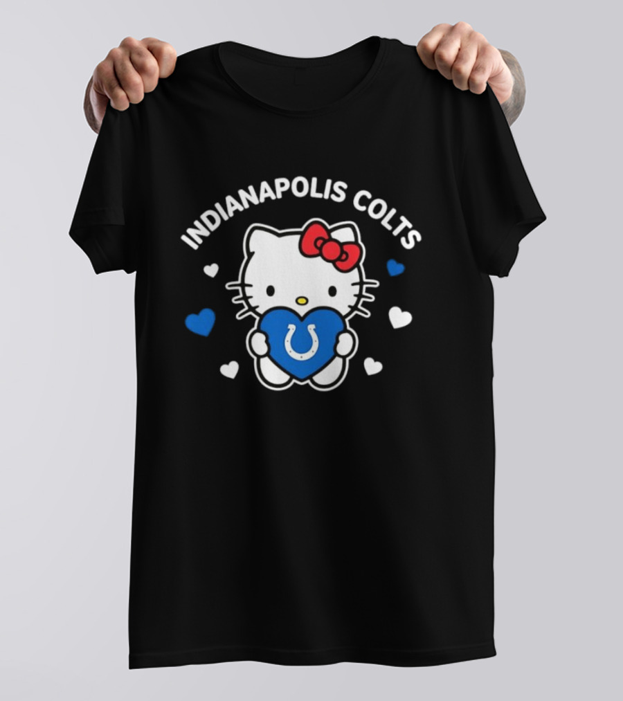 Indianapolis Colts Hello Kitty Blue Heart Valentine 2026 T-Shirt