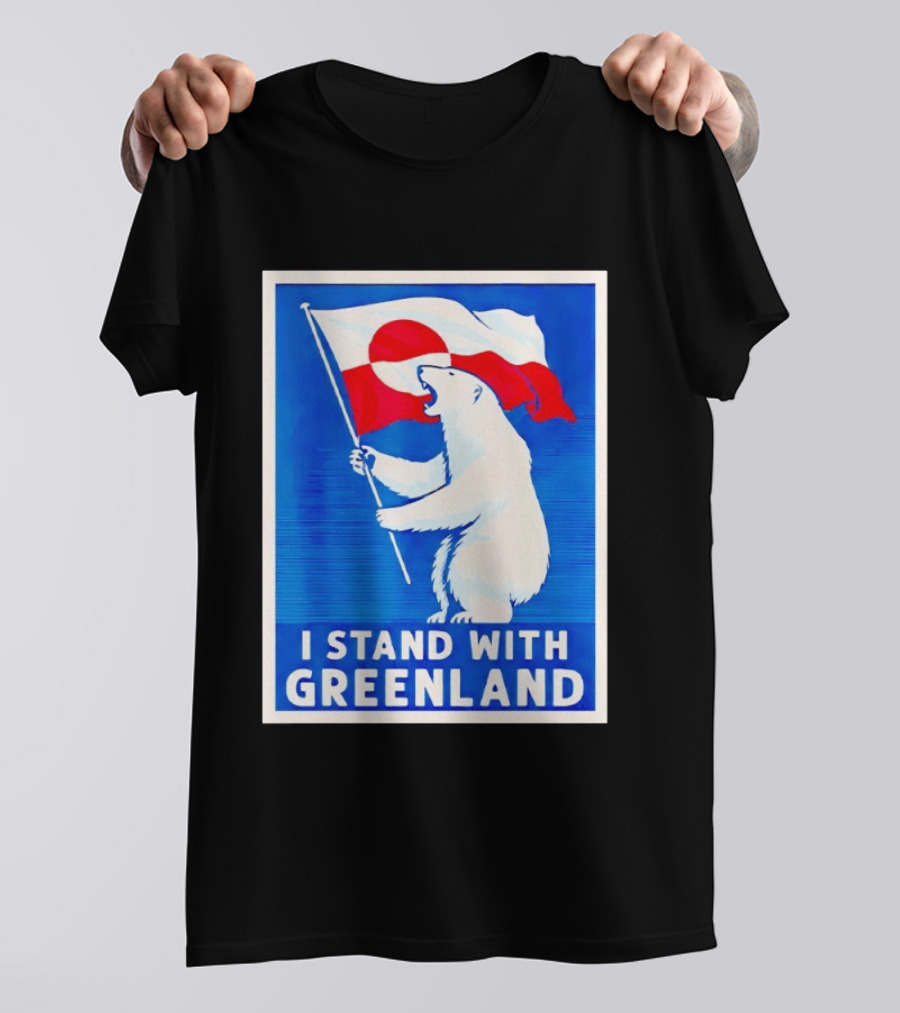I Stand With Greenland Polar Bear Flag White Bear T-Shirt