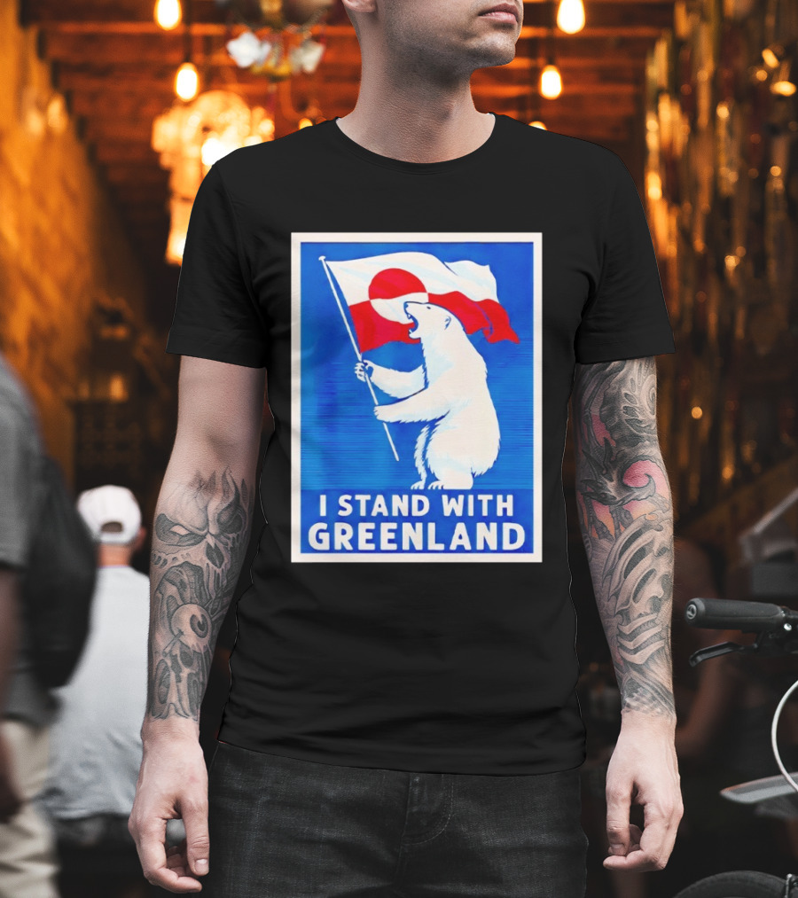 I Stand With Greenland Polar Bear Flag White Bear T-Shirt