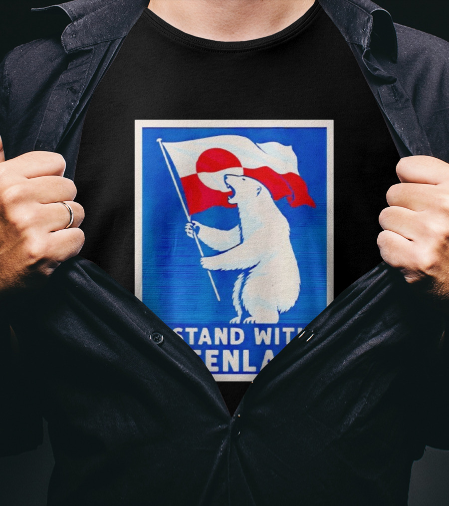 I Stand With Greenland Polar Bear Flag White Bear T-Shirt