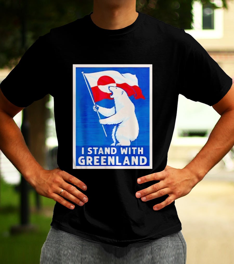 I Stand With Greenland Polar Bear Flag White Bear T-Shirt