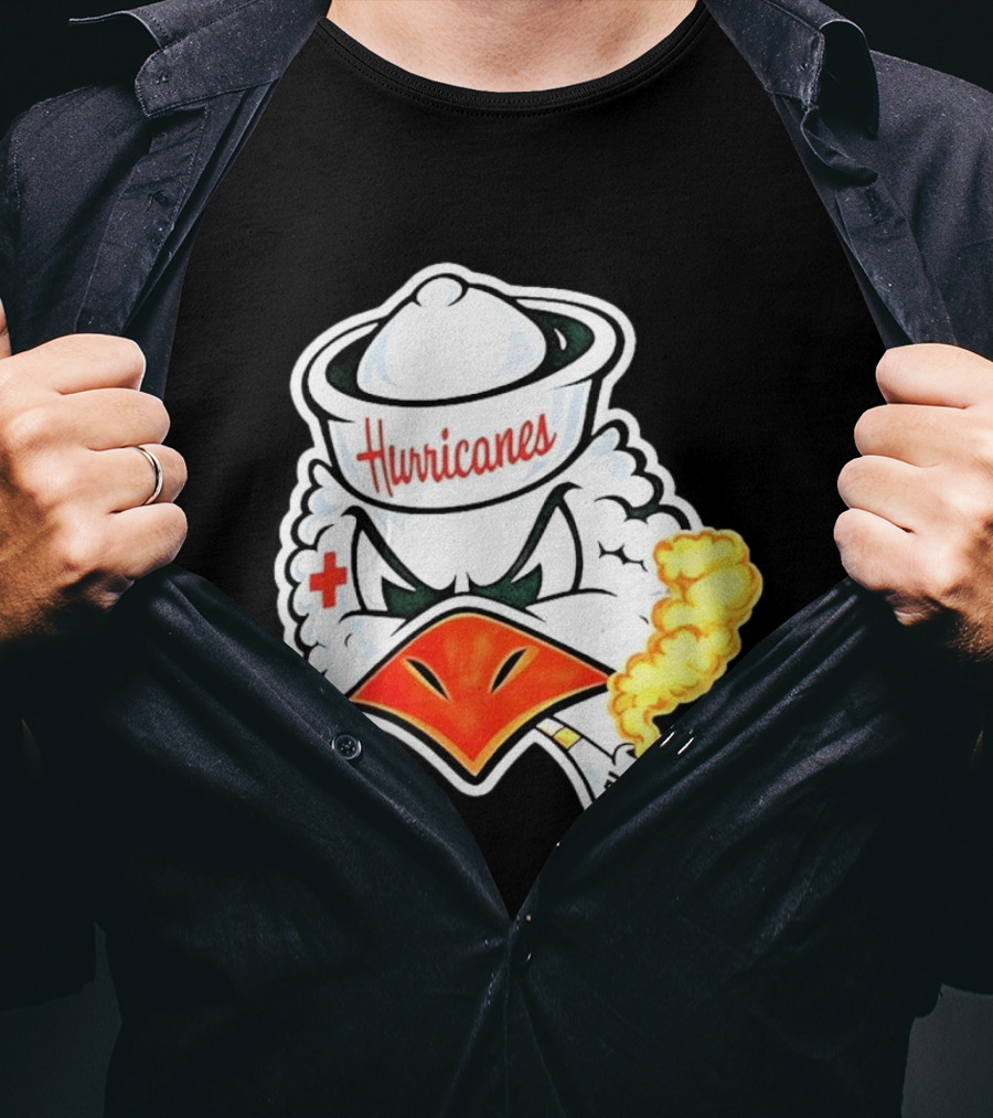 Miami Hurricanes Sebastian Mascot 2026 Pipe Gold Smoke T-Shirt