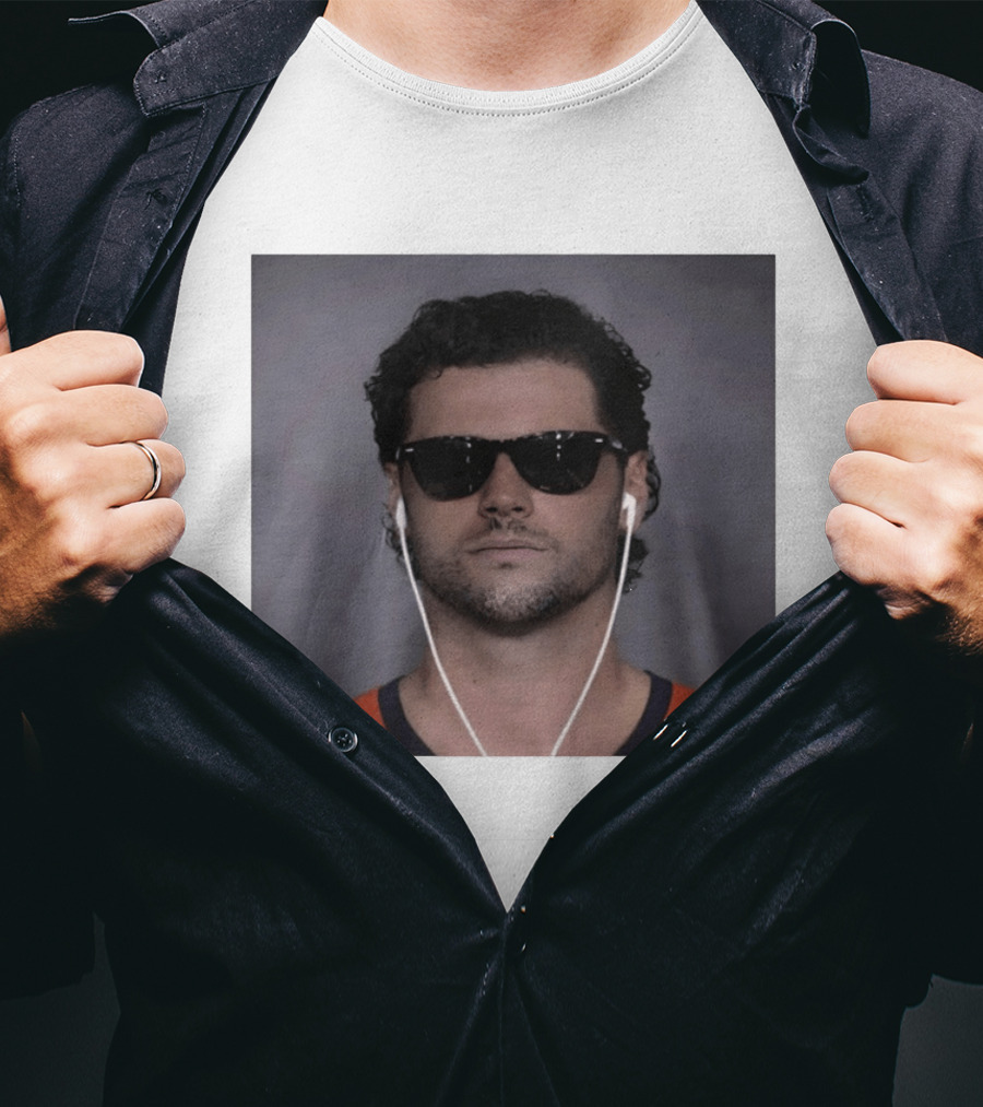 Jarrett Stidham Sunglasses And Earbuds Denver Broncos Orange T-Shirt