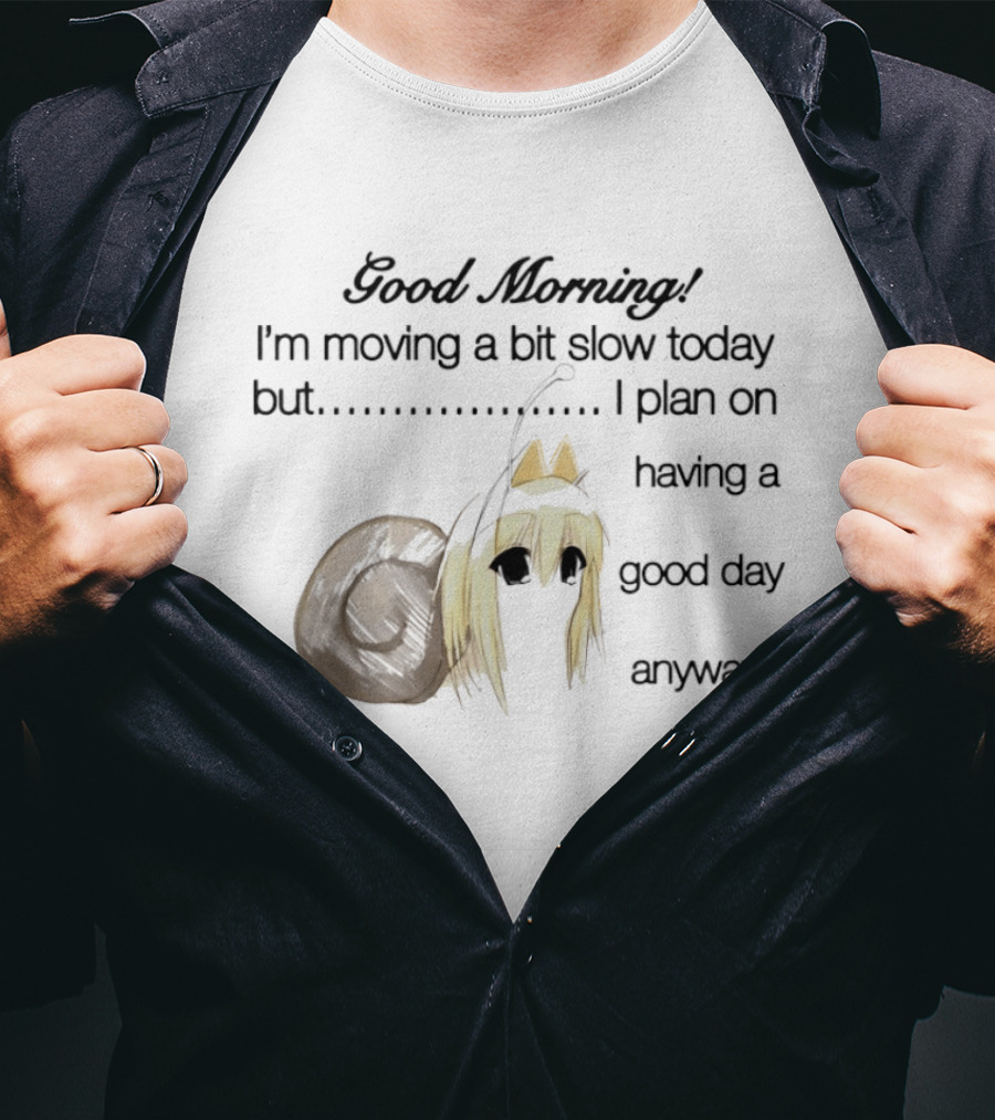 Good Morning I'm Moving A Bit Slow Today Snail Character Plan On Having A Good Day Anyway T-Shirt