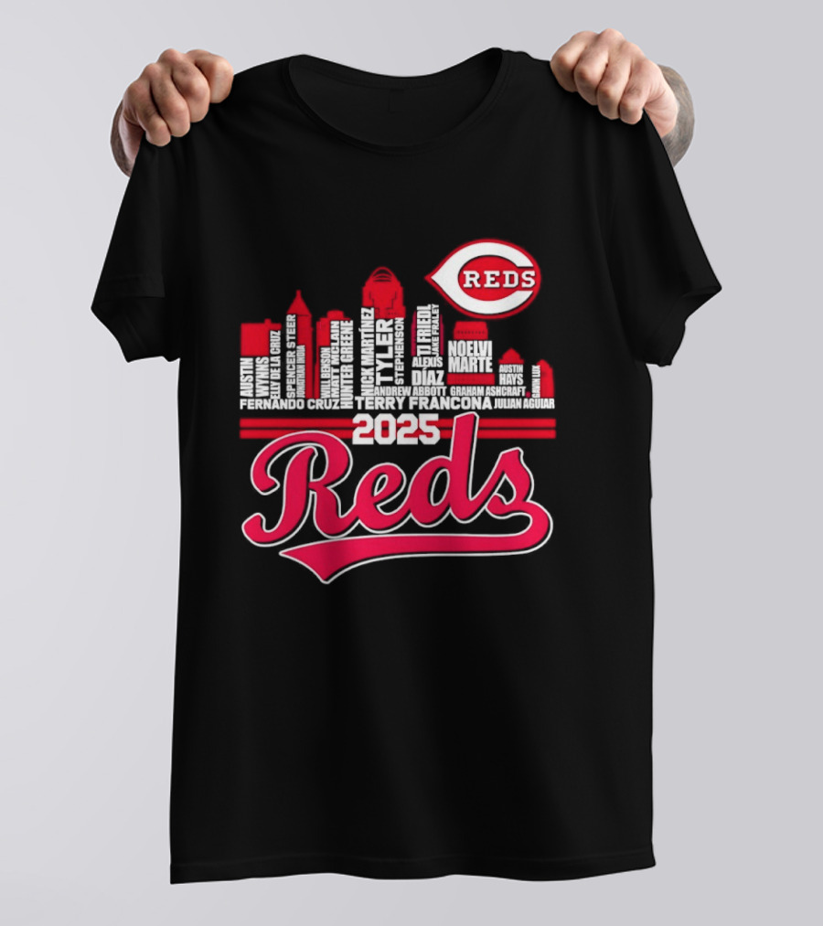 Cincinnati Reds Skyline Players 2025 Reds T-Shirt