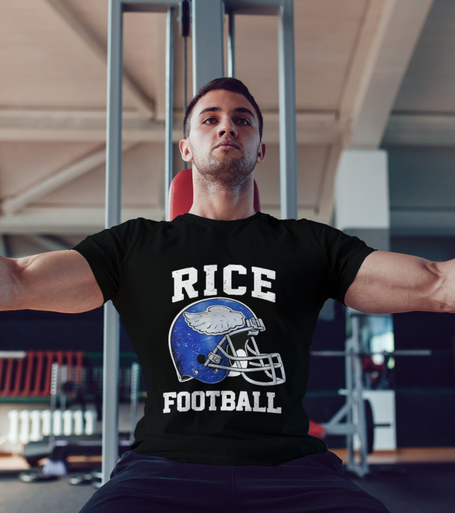 Rice Football Blue Winged Helmet T-Shirt