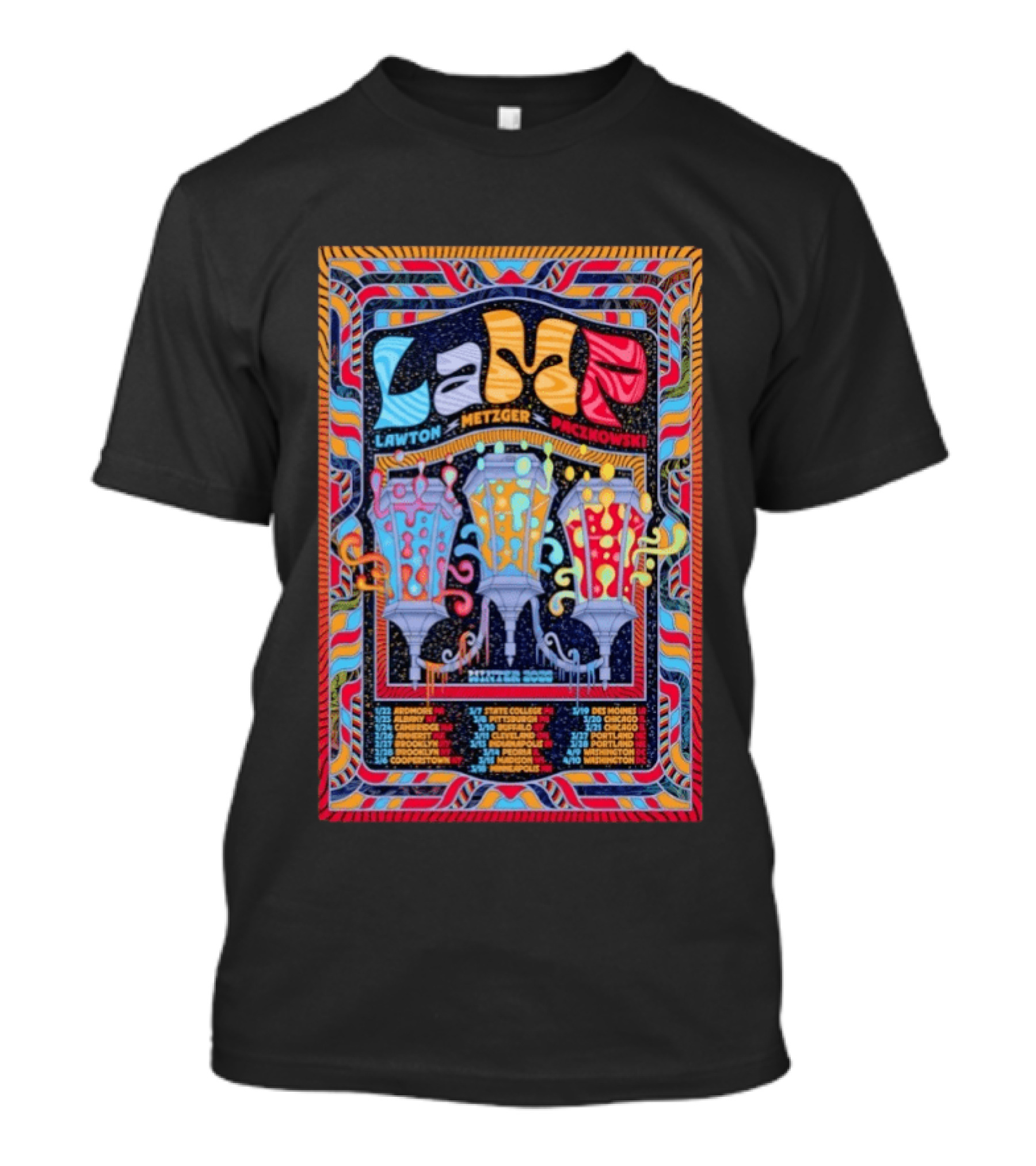 Lamp Winter 2026 Tour Lawton Metzger Paczkowski Cities T-Shirt