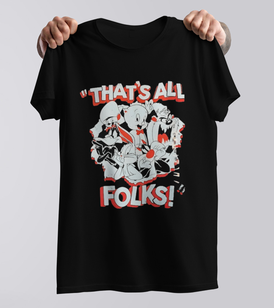 Looney Tunes That's All Folks Bugs Bunny Daffy Duck Classic Cartoon Characters T-Shirt