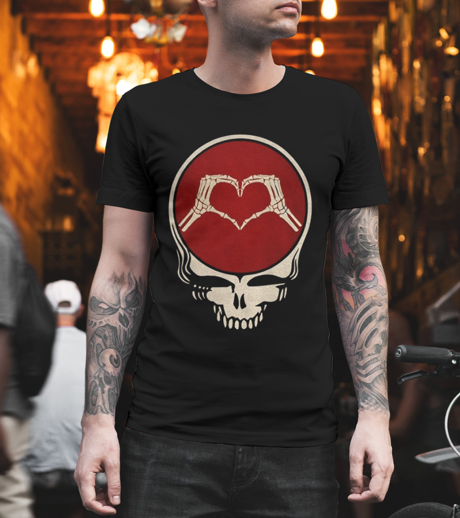 Grateful Dead Skull Skeleton Heart Hands Valentines Jerry Garcia Bob Weir T-Shirt