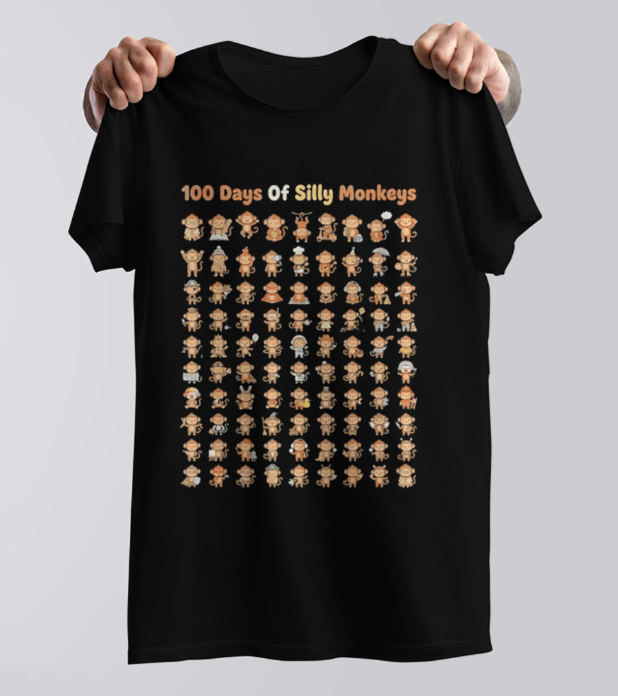 100 Days Of Silly Monkeys 100Th Day Of School Teacher Fun Celebration T-Shirt
