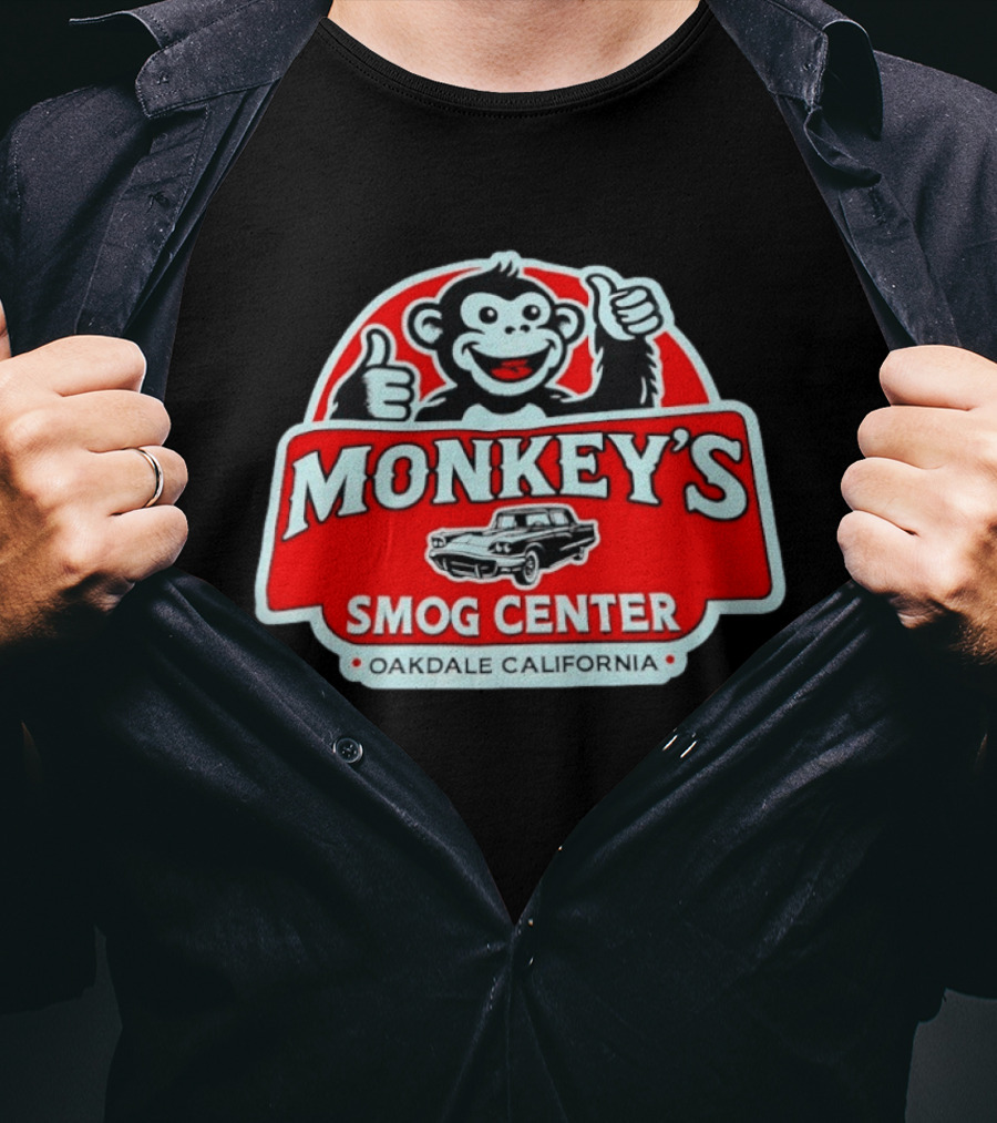 Monkey's Smog Center Oakdale California Thumbs Up Classic Car T-Shirt