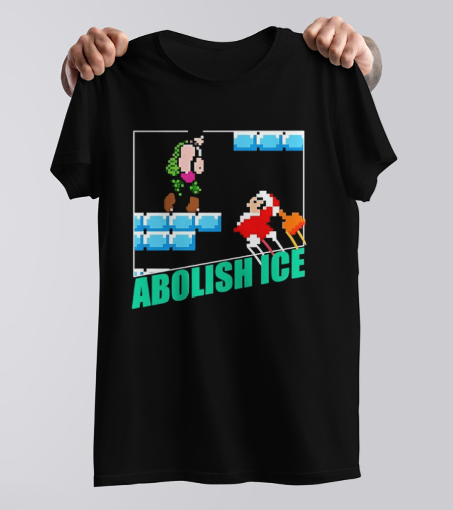Abolish ICE Super Mario Style Pixel Art USA Retro Gaming T-Shirt