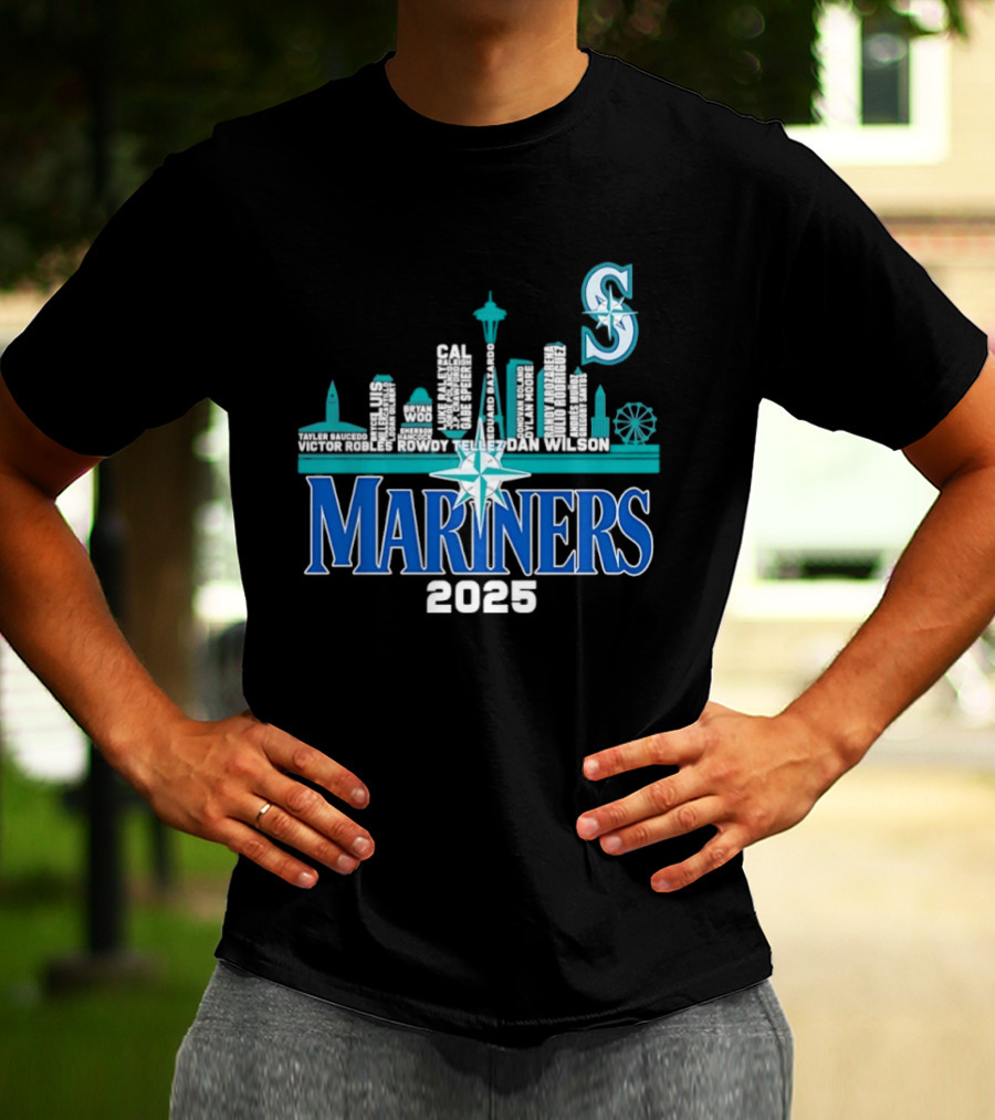 Seattle Mariners 2025 City Skyline Player Names Iconic S T-Shirt