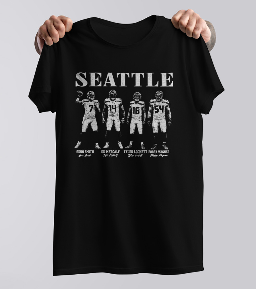 Seattle Seahawks Geno Smith DK Metcalf Tyler Lockett Bobby Wagner Signatures T-Shirt