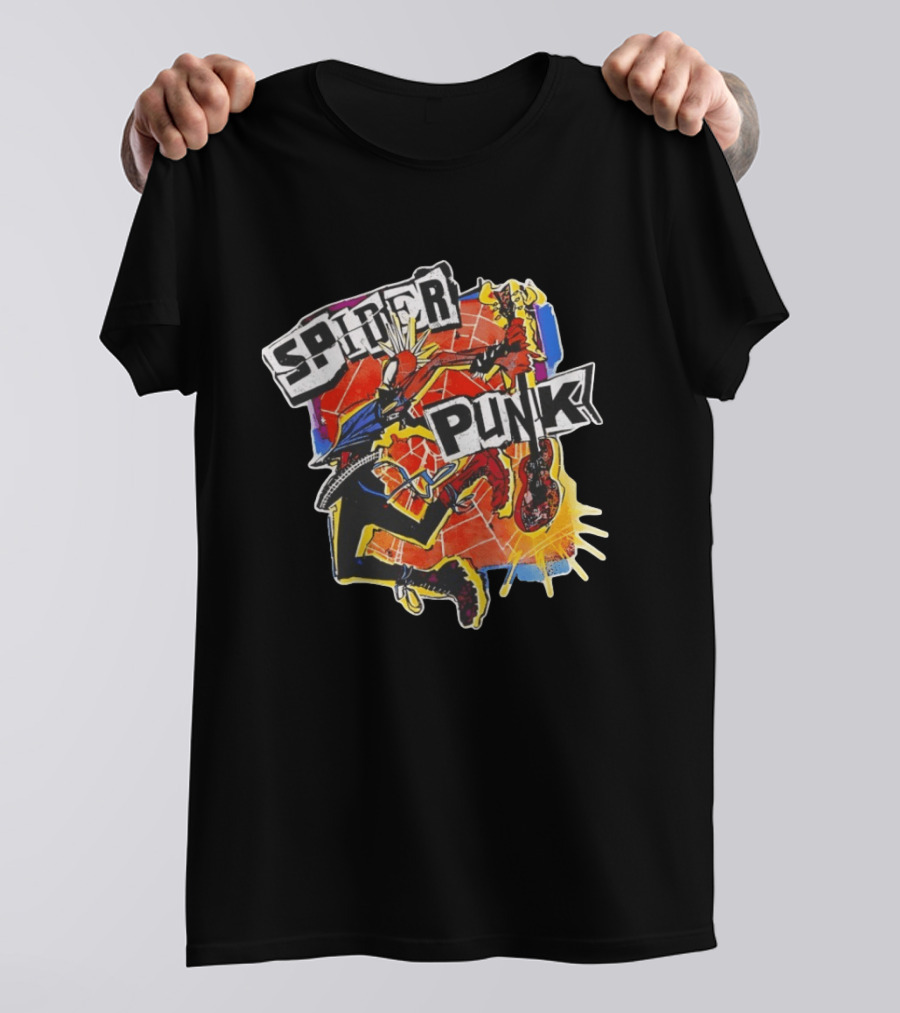 Spider Punk Guitar Hero Rebellion Web Burst T-Shirt