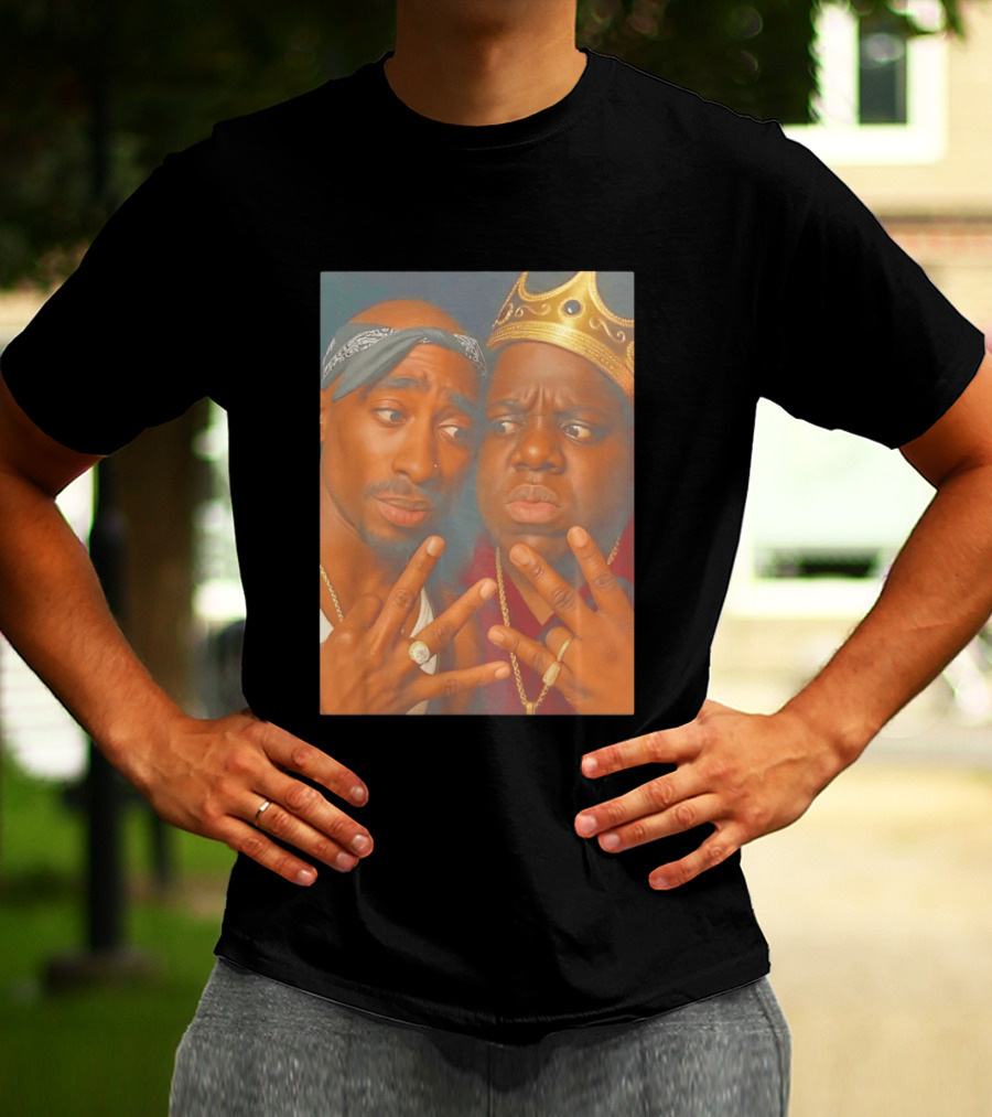 2Pac Biggie Smalls Meme With Bandana And Crown T-Shirt