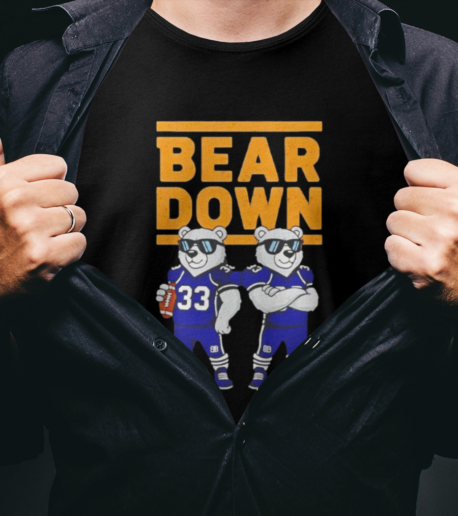 Bear Down Chicago Bears Football Cool Polar Bears Wearing Sunglasses T-Shirt