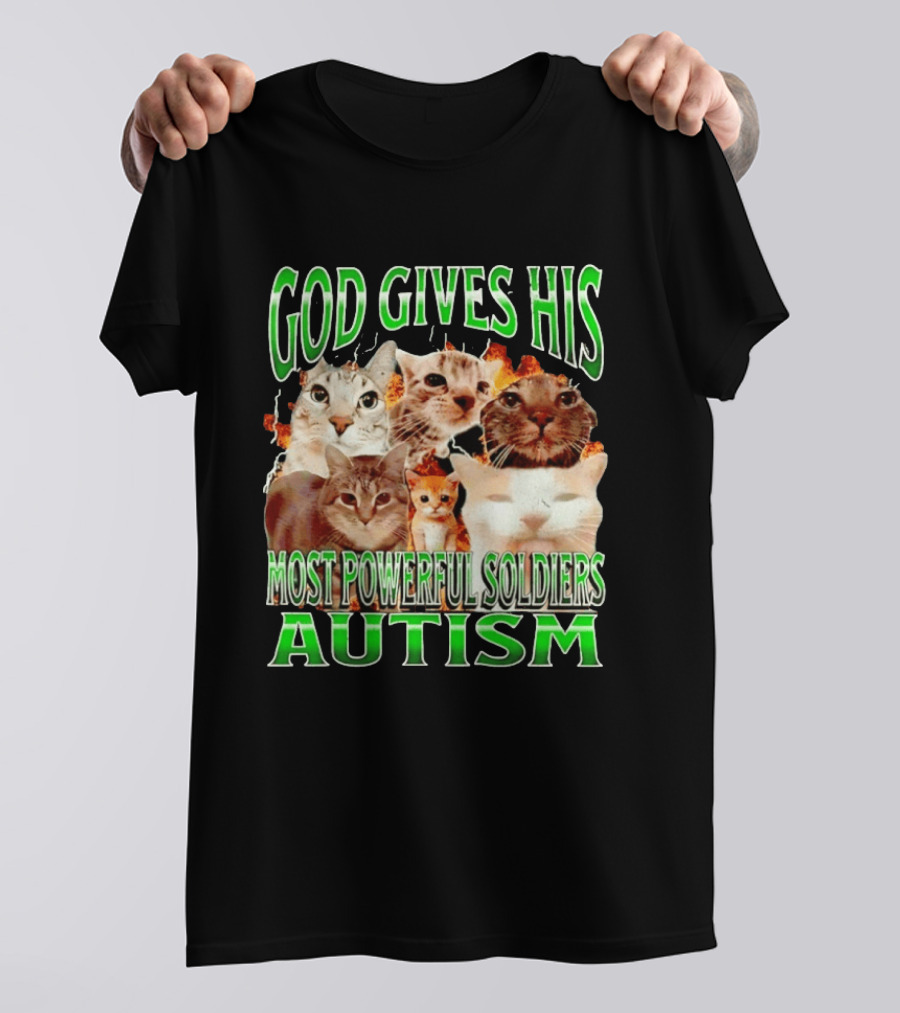God Gives His Most Powerful Soldiers Autism Cats T-Shirt