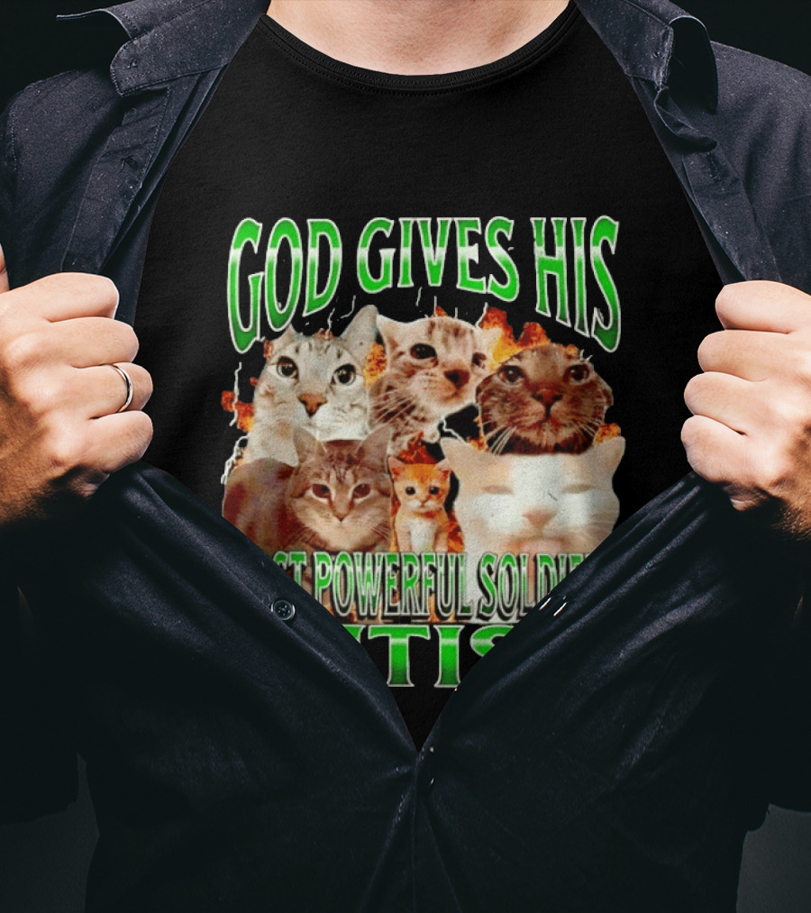 God Gives His Most Powerful Soldiers Autism Cats T-Shirt