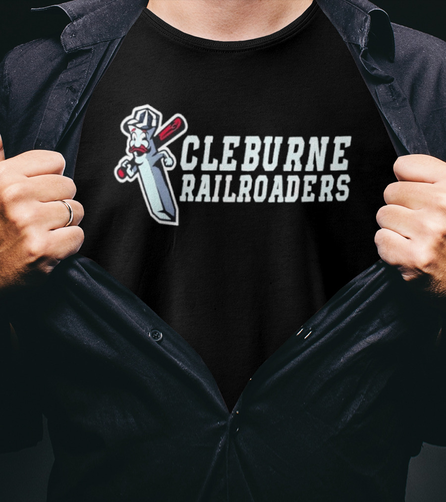 Cleburne Railroaders Mascot Baseball Team Spirit T-Shirt
