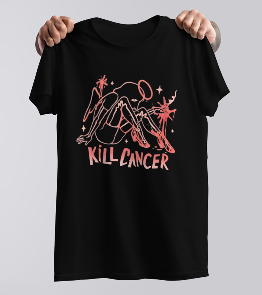 Kill Cancer Angela Unique Line Art Style Empowerment T-Shirt