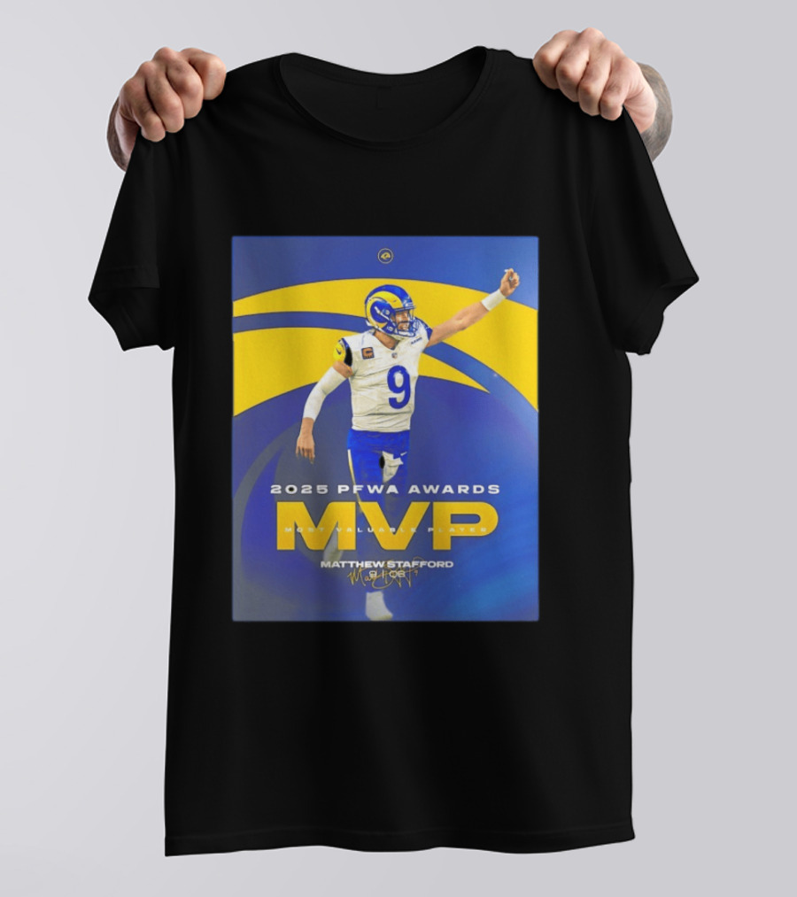 2025 PFWA Awards MVP Matthew Stafford Most Valuable Player T-Shirt