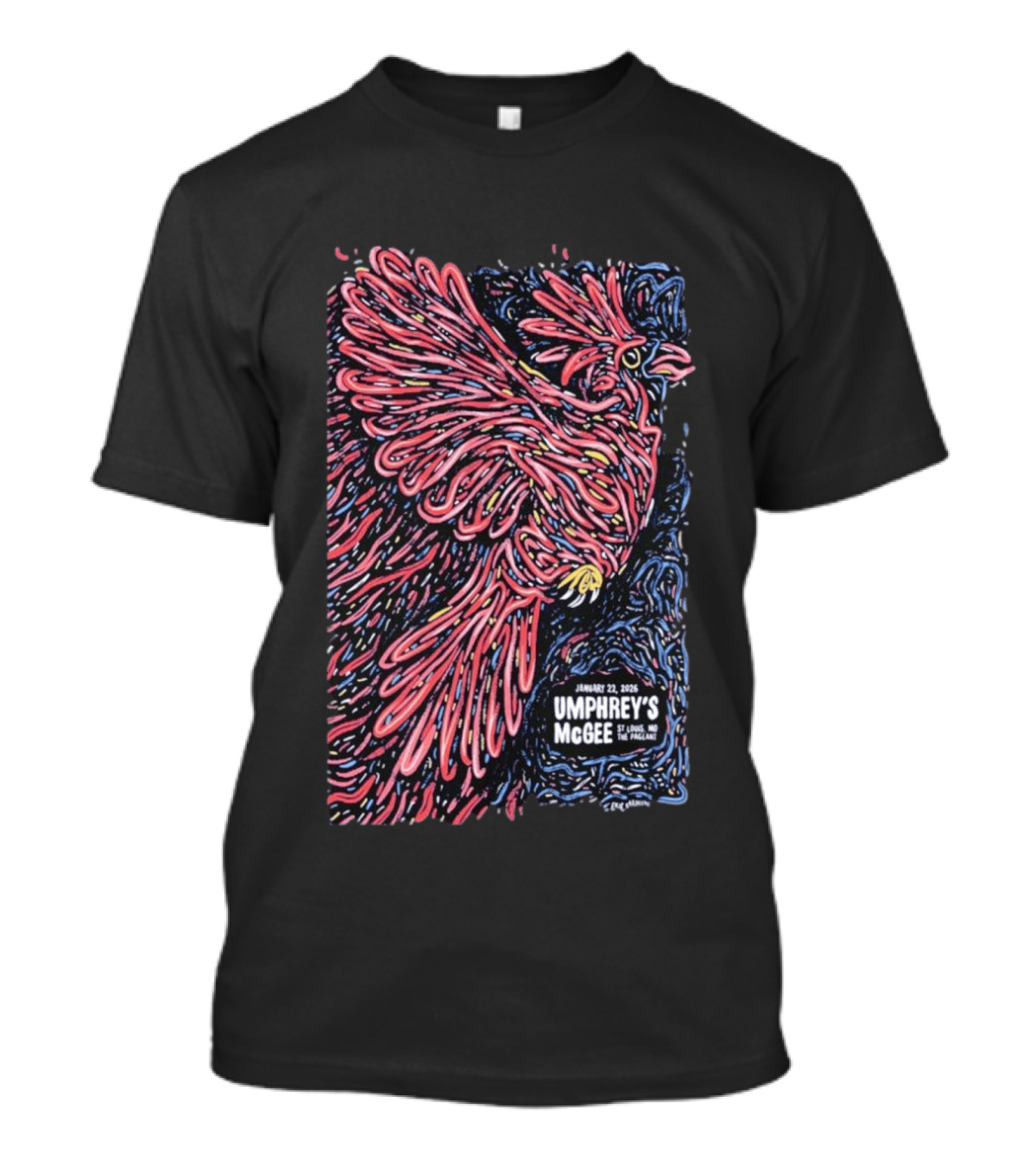 Umphrey's McGee January 22 2026 St. Louis The Pageant Psychedelic Bird T-Shirt